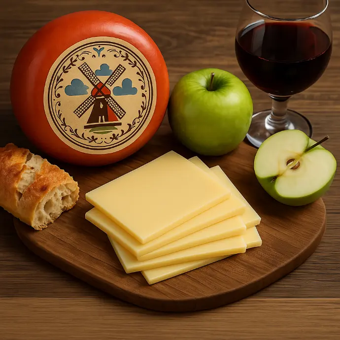 Queso Gouda -Textura firme, sabor lácteo suave con un delicado toque de nuez.